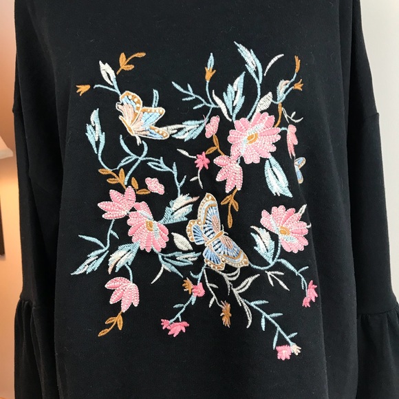 💥HP💥NWT Plus Size Blk Embroidered Sweatshirt  1X - Picture 5 of 8